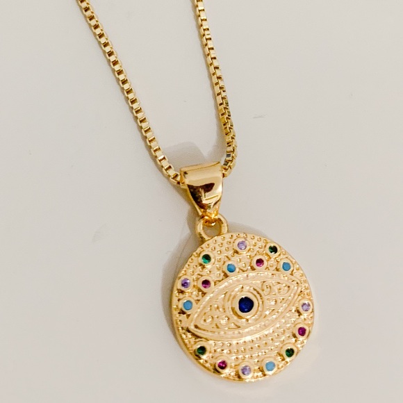 Colorful Evil Eye Necklace | 14k Gold Filled - Picture 6 of 8